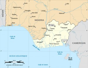  Carte des territoires revendiqués par la république du Biafra.