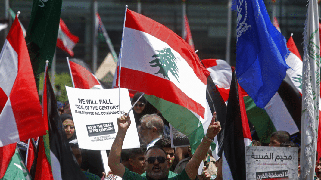 Manifestation contre la conférence économique Manama, parrainée par les États-Unis, qui a eu lieu au Bahreïn et aux États-Unis.
Photo : SIPA 00913661_000004