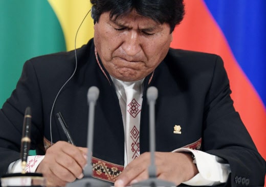 Bolivian President Evo MHales dHing a press conference following a meeting with Russian President Vladimir Putin in the Kremlin.
July 11, 2019 Russia, Moscow. Photo credit: Dmitry Azarov/Kommersant/Sipa USA/26875001//1907121721