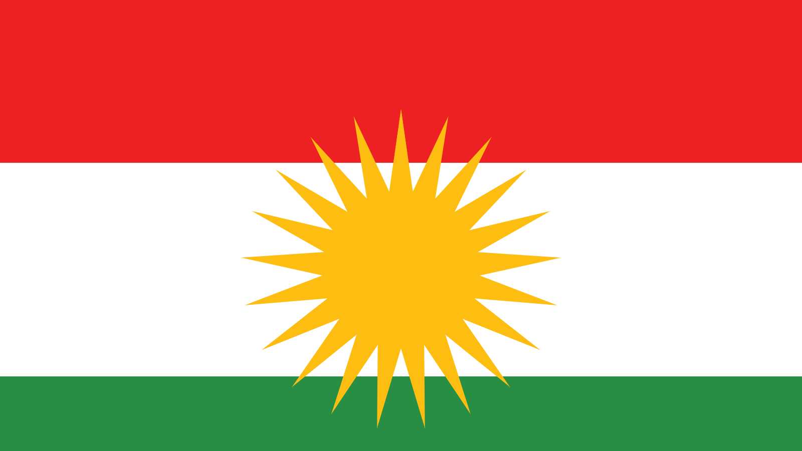 Le drapeau du Kurdistan (c) Wikipédia