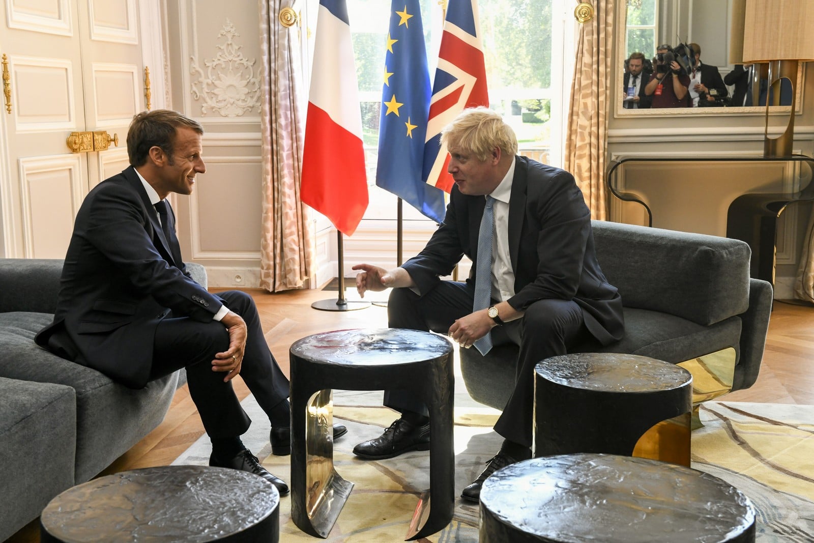 Entretien à l'Elysée entre Emmanuel Macron et le Premier ministre du Royaume-Uni, Boris Johnson,
Auteurs  : Gilles ROLLE-POOL/SIPA,
 Numéro de reportage  : 00920300_000002.