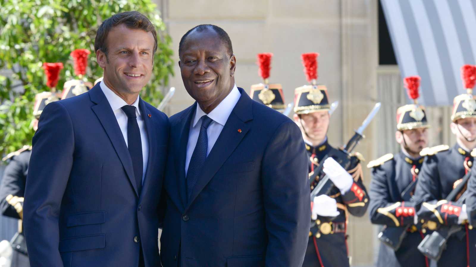 Meeting between Alassane Ouattara, President of the Republic of Cote d'Ivoire and French President Emmanuel Macron, at Elysee Palace in Paris on July 9, 2019. Paris, FRANCE (c) Sipa 00915671_000001