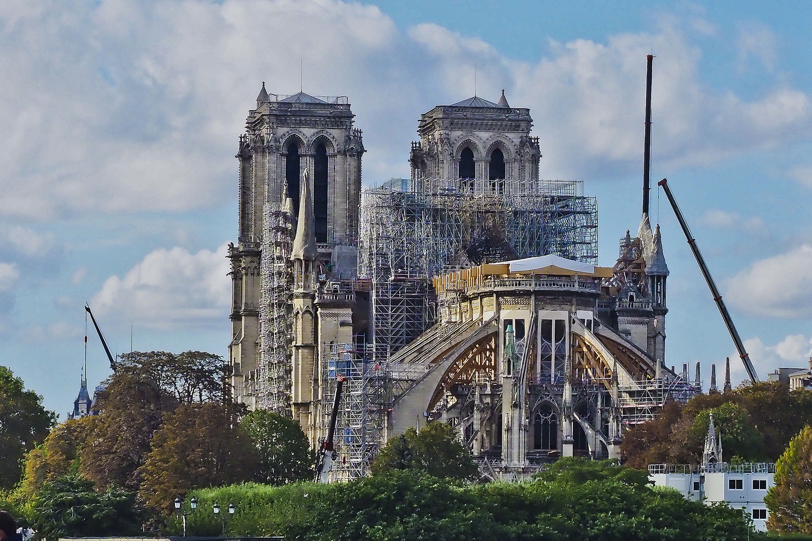 La cathédrale Notre-Dame en travaux après son incendie en avril 2019.
Auteurs  : BALEYDIER/SIPA.
Numéro de reportage  : 00926350_000002.