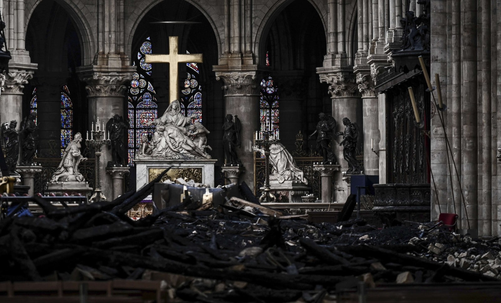 Notre-Dame de Paris après l'incendie, 15 mai 2019.
© Philippe Lopez/AP/SIPA