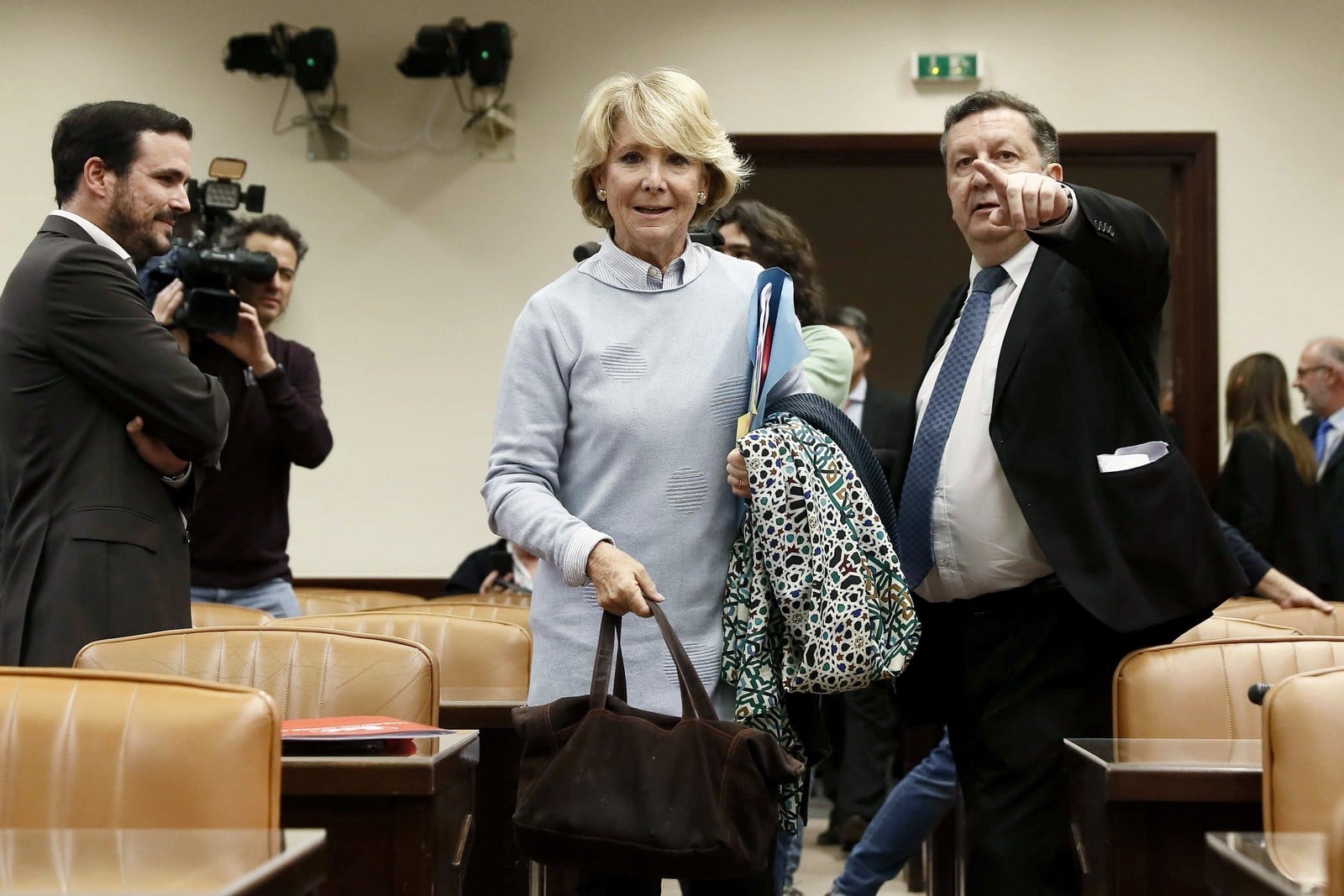 Le 10 avril 2018, Esperanza Aguirre comparaît devant la Chambre basse en commission d'enquête du Parlement sur le financement illégal présumé du PP,
Auteurs  : SMARISCAL/EFE/SIPA,
Numéro de reportage  : 00853810_000008.