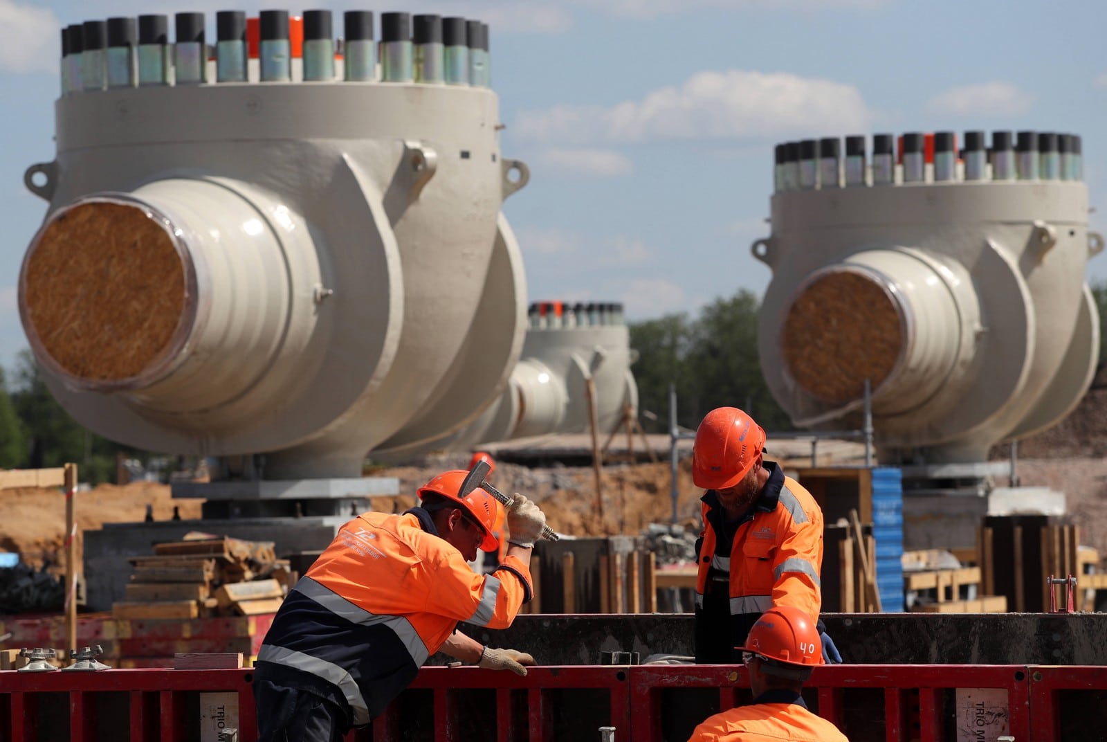 Le chantier de construction d'une section du gazoduc Nord Stream 2, en juin 2019, près de Saint-Pétersboug,
Auteurs  : Alexander Demianchuk/TASS/Sipa U/SIPA,
Numéro de reportage  : SIPAUSA30171023_000016.