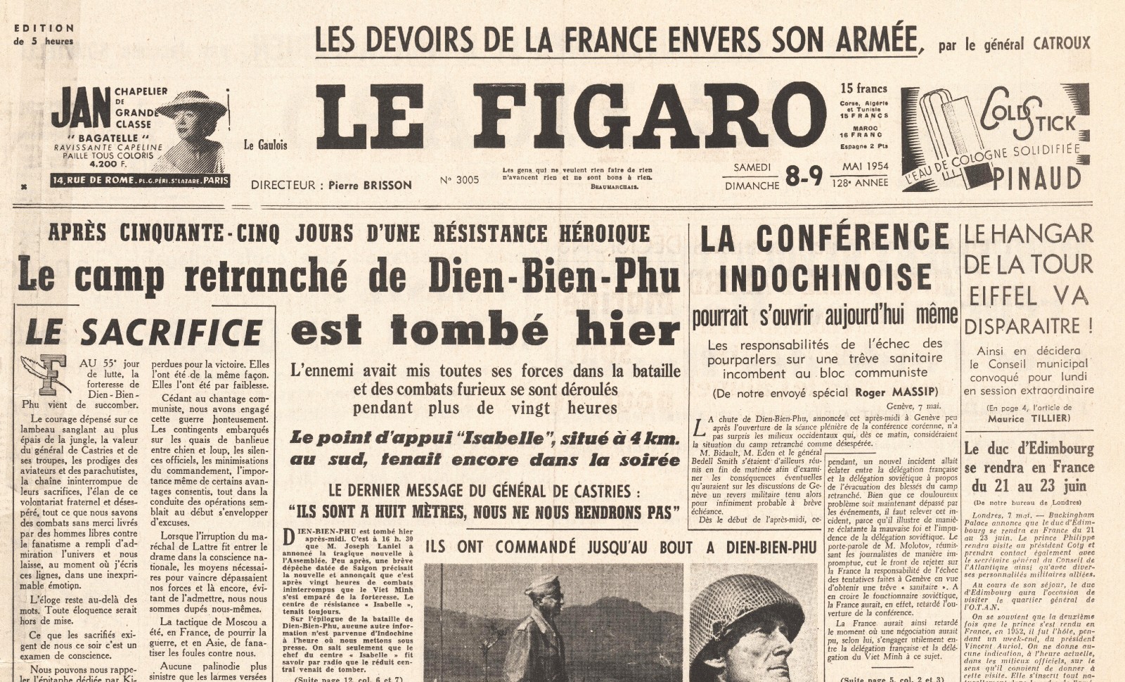 Le Figaro 1953 suite à la défaite de Dien-Bien-Phu
© Mary EVANS/ SIPA