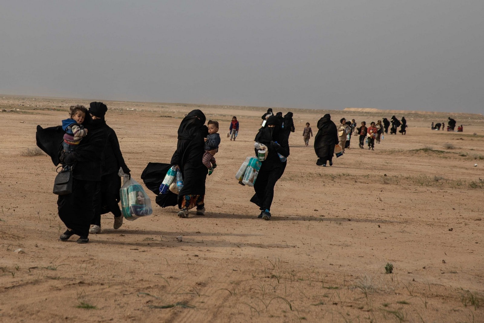 Le 26 février 2019, lieu d’arrivée des civils en provenance de Baghuz en Syrie,
Auteurs  : GEAI LAURENCE/SIPA,
Numéro de reportage  : 00901212_000012.