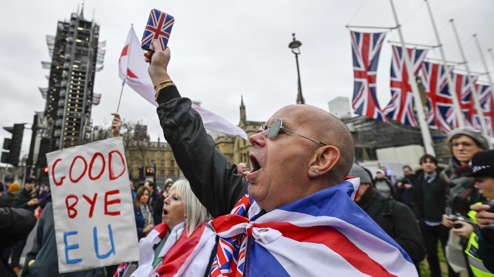 Les partisans du Brexit le 31 janvier 2020,
Auteurs  : CHINE NOUVELLE/SIPA,
Numéro de reportage  : 00943003_000008.