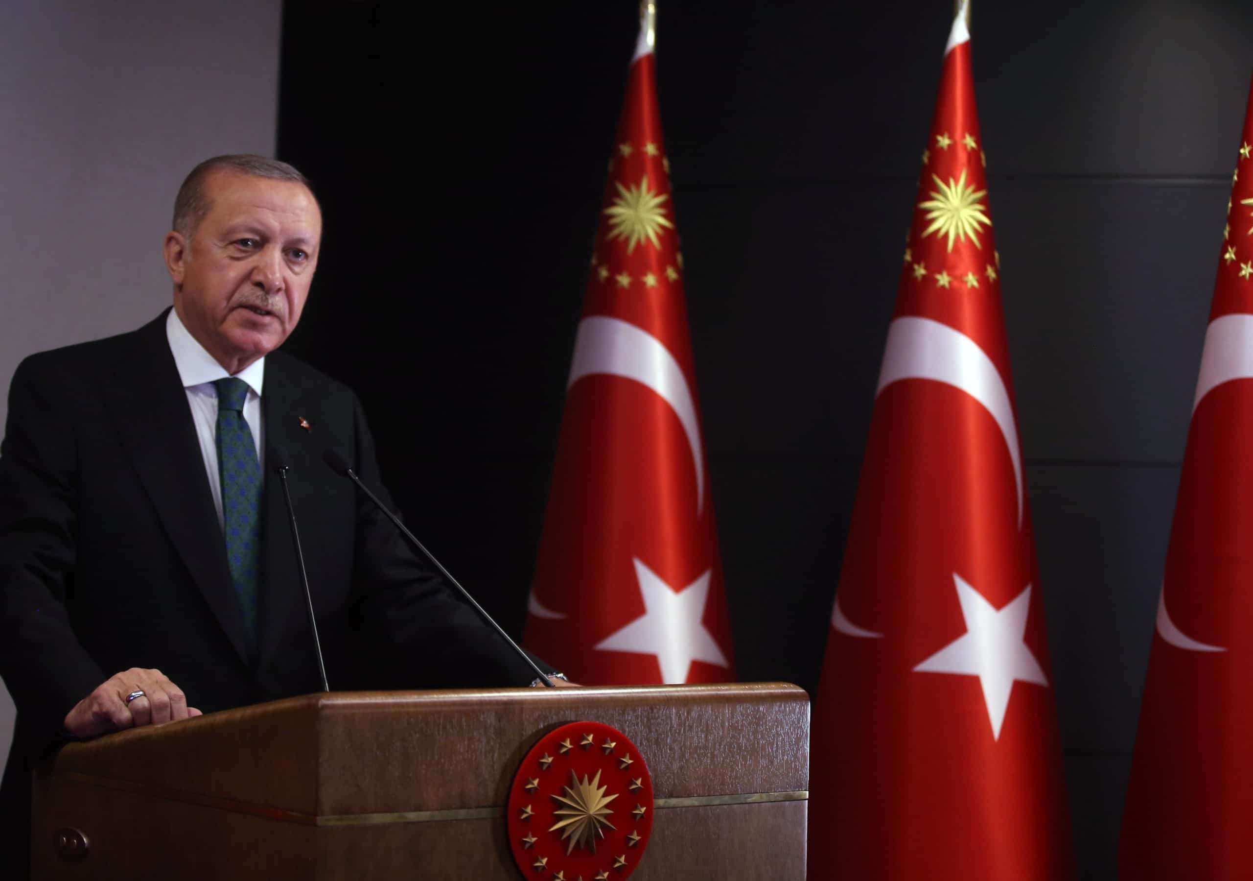 Recep Tayyip Erdogan faisant un discours le 27 avril 2020 à Istanbul
00958612_000001
Photo : CHINE NOUVELLE/SIPA