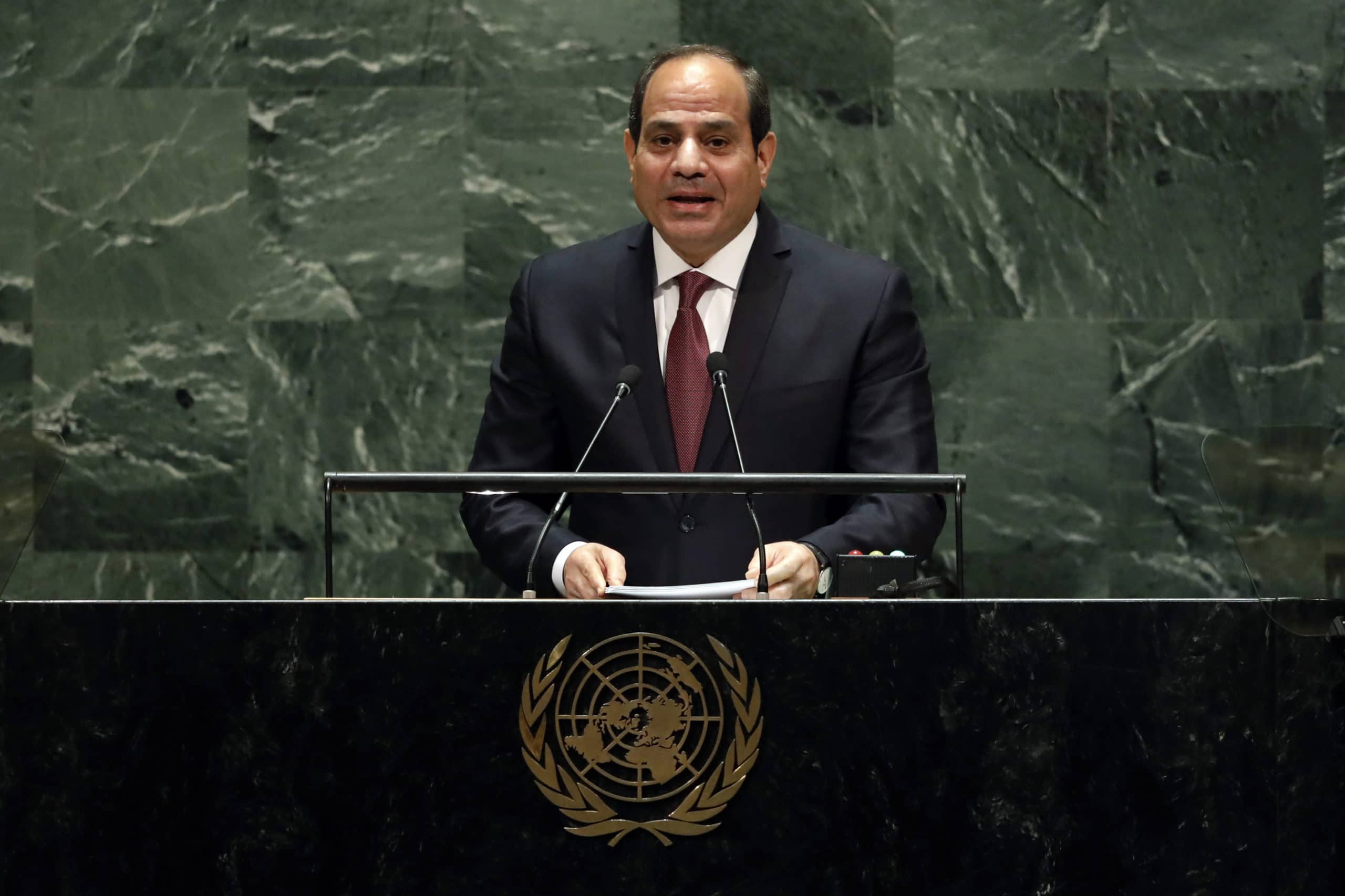 Le Président de la République arabe d'Egypte Fattah al-Sissi lors de la 74e session de l'Assemblée générale des Nations unies, le 24 septembre 2019.
