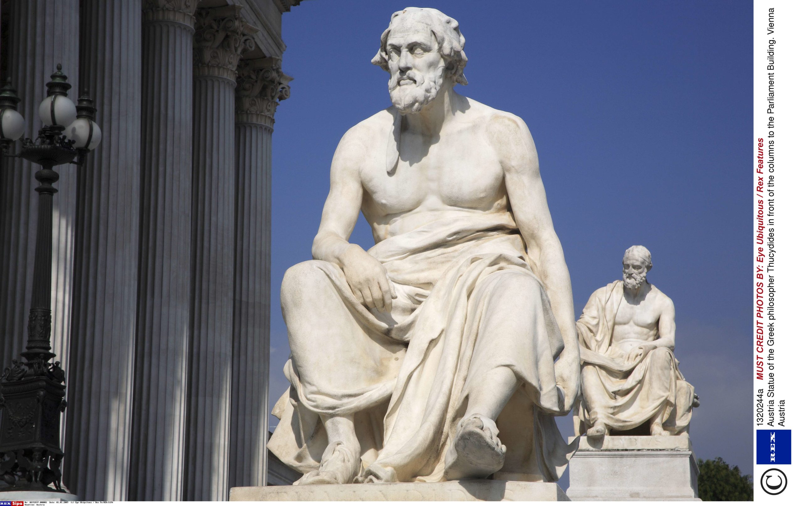La statue du philosophe Thucydide devant le parlement autrichien, à Vienne. REX40192837_000001 Photo : Eye Ubiquitous / Rex Fe/REX/SIPA