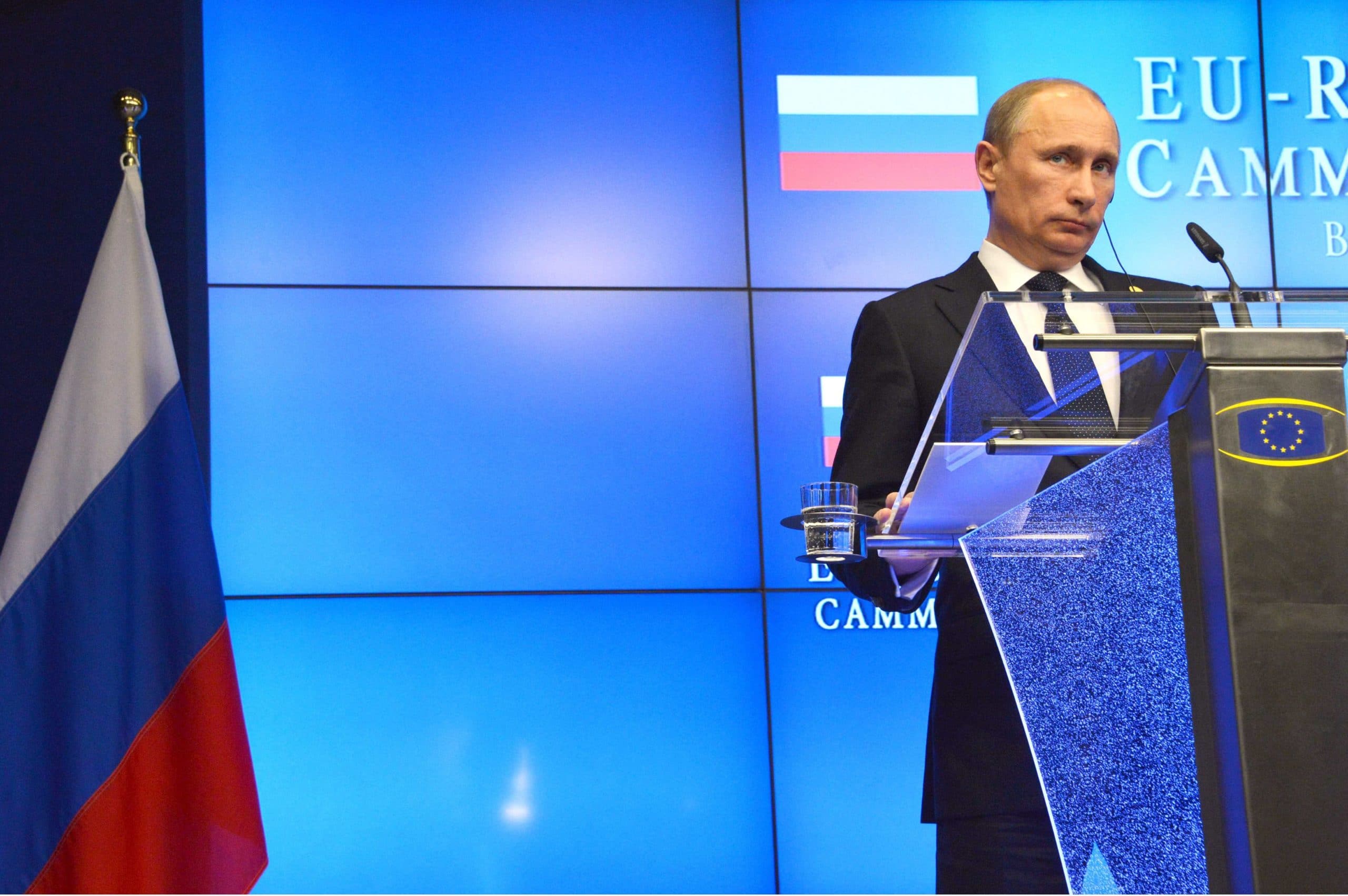 Vladimir Poutine lors d'une conférence de presse suite à un sommet Union Européenne-Russie en décembre 2012 © GREENFIELD/SIPA Numéro de reportage  : 00649798_000006