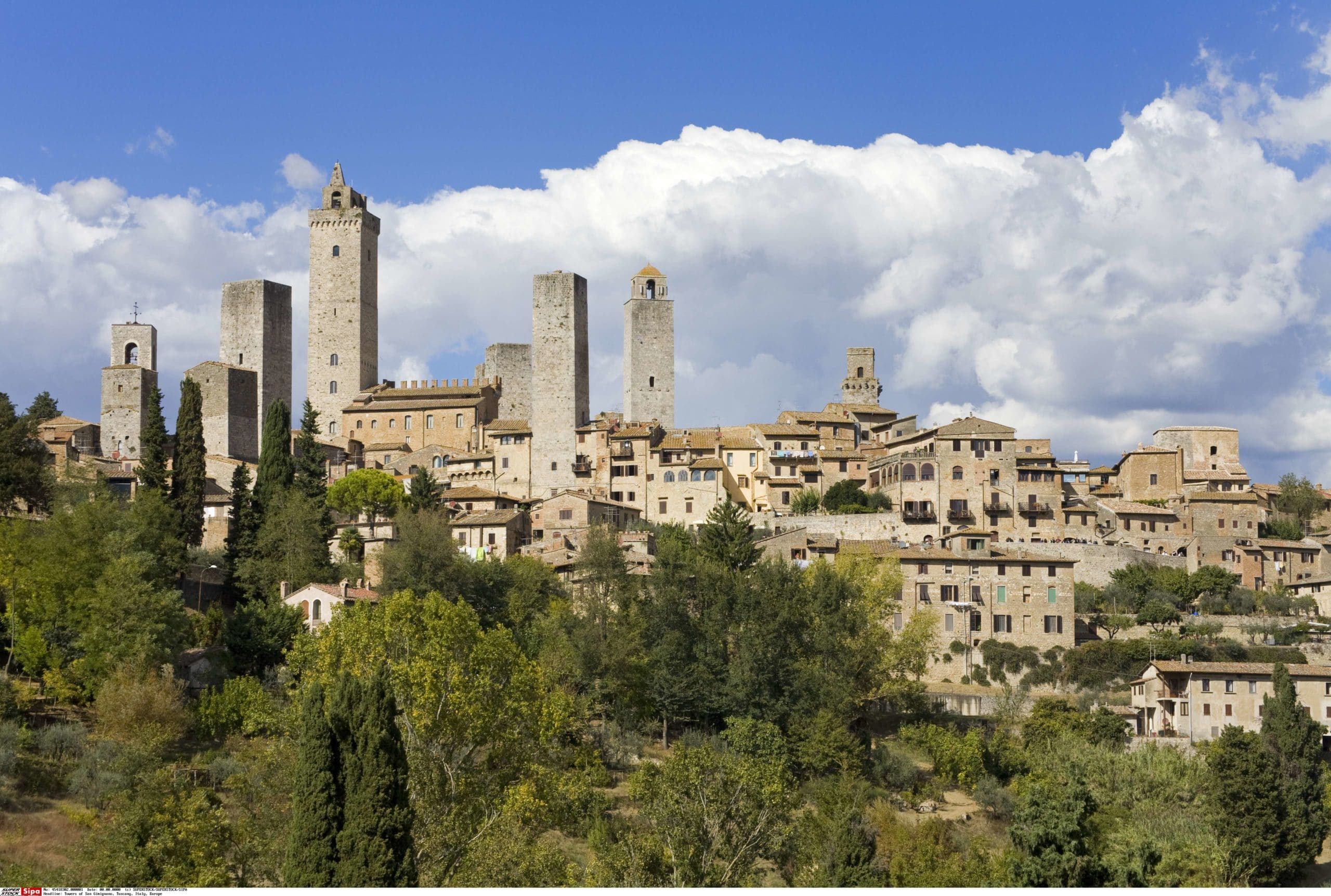 Les tours médiévales de San Gimignano en Toscane, Italie. Photo : SUPERSTOCK45418302_000001