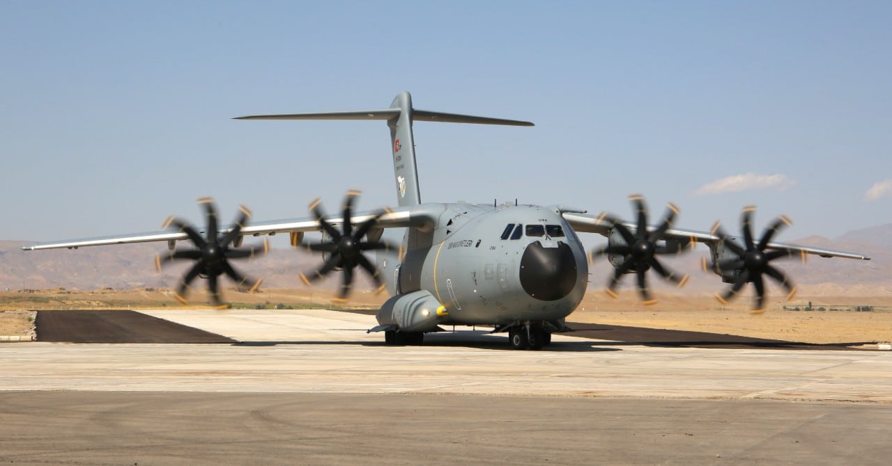 Un transport militaire Airbus A400M turc à Bakou en juillet 2020 (c) Azerbaijani defense Ministry//SPUTNIK_6297365_5f205453055d9/2007290853