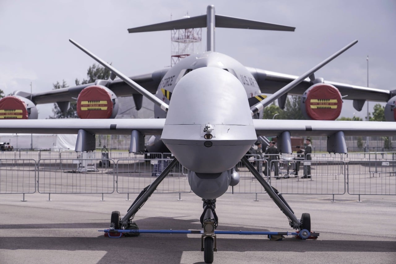 Drone Reaper américain lors du Singapore Airshow en février 2020 (c) AP Photo/Danial Hakim)/TKMY514/20042286981437//2002110910