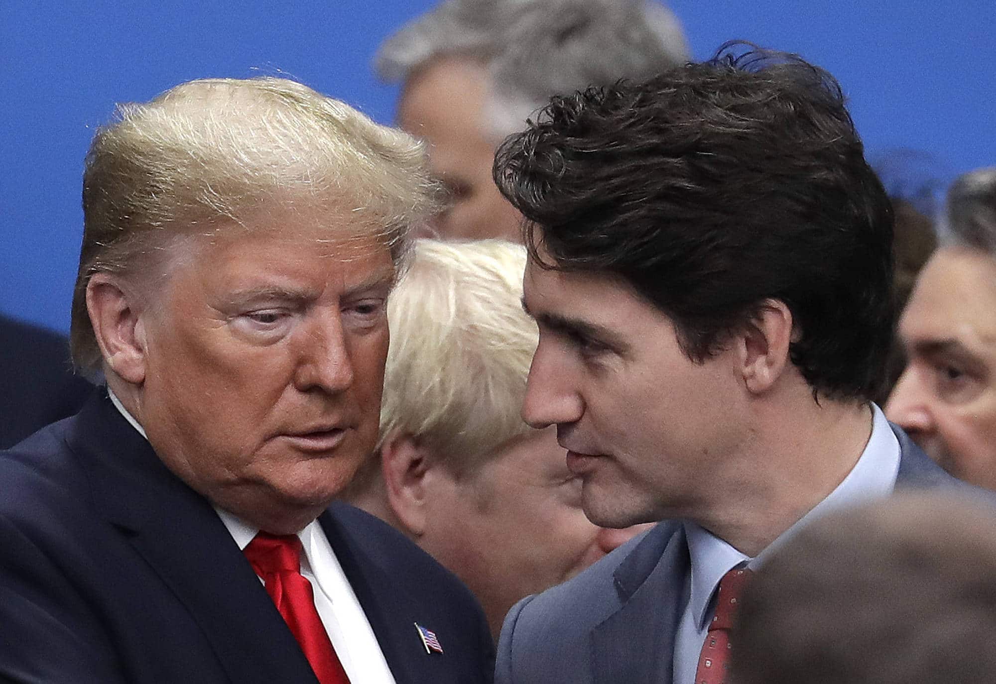 Justin Trudeau et Donald Trump le 4 décembre 2019 (c) AP Photo/Evan Vucci/NYSB552/20227817906414