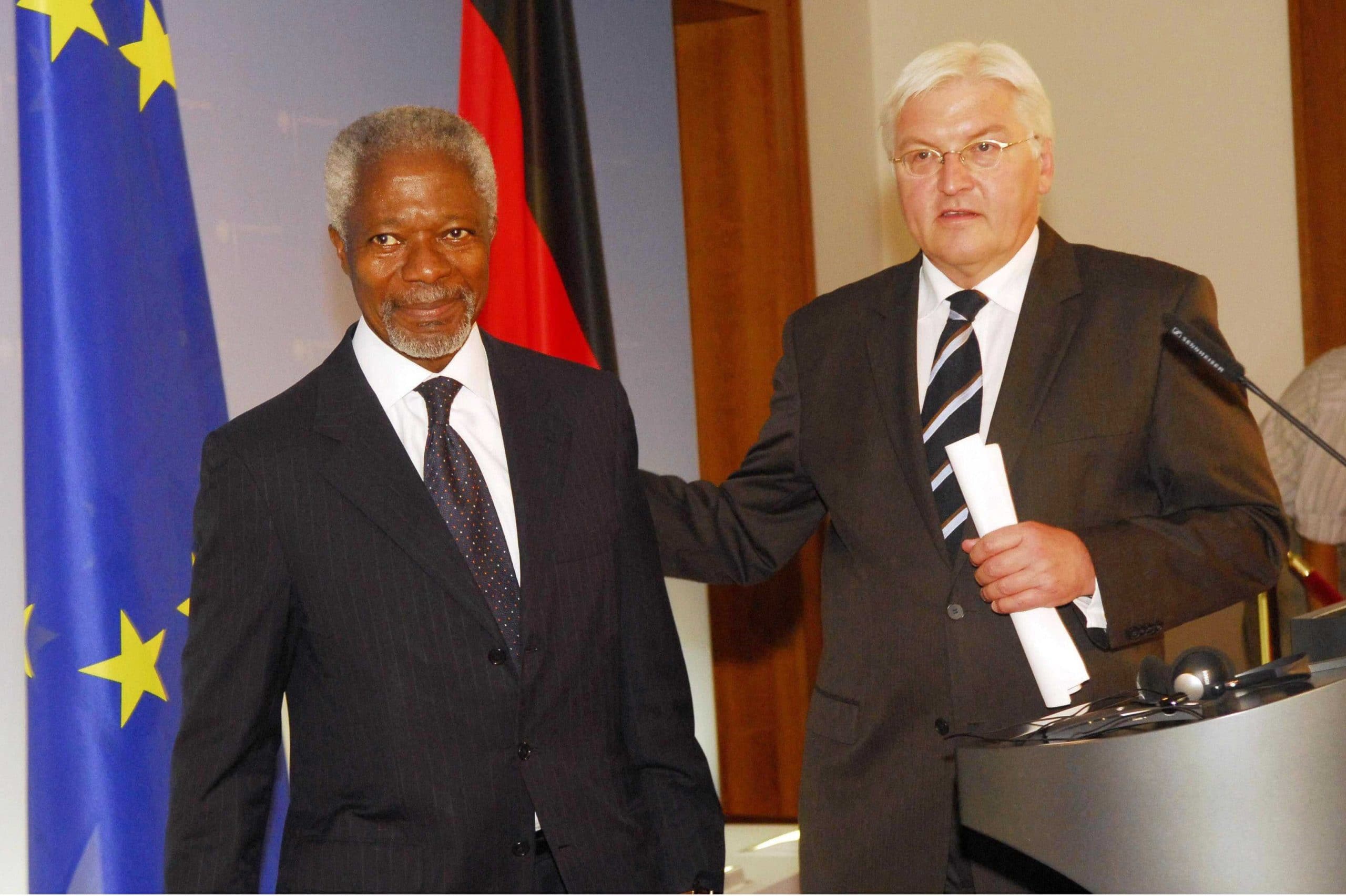 L'ancien ministre des affaires étrangères allemand avec Kofi Annan le 11 septembre 2008.