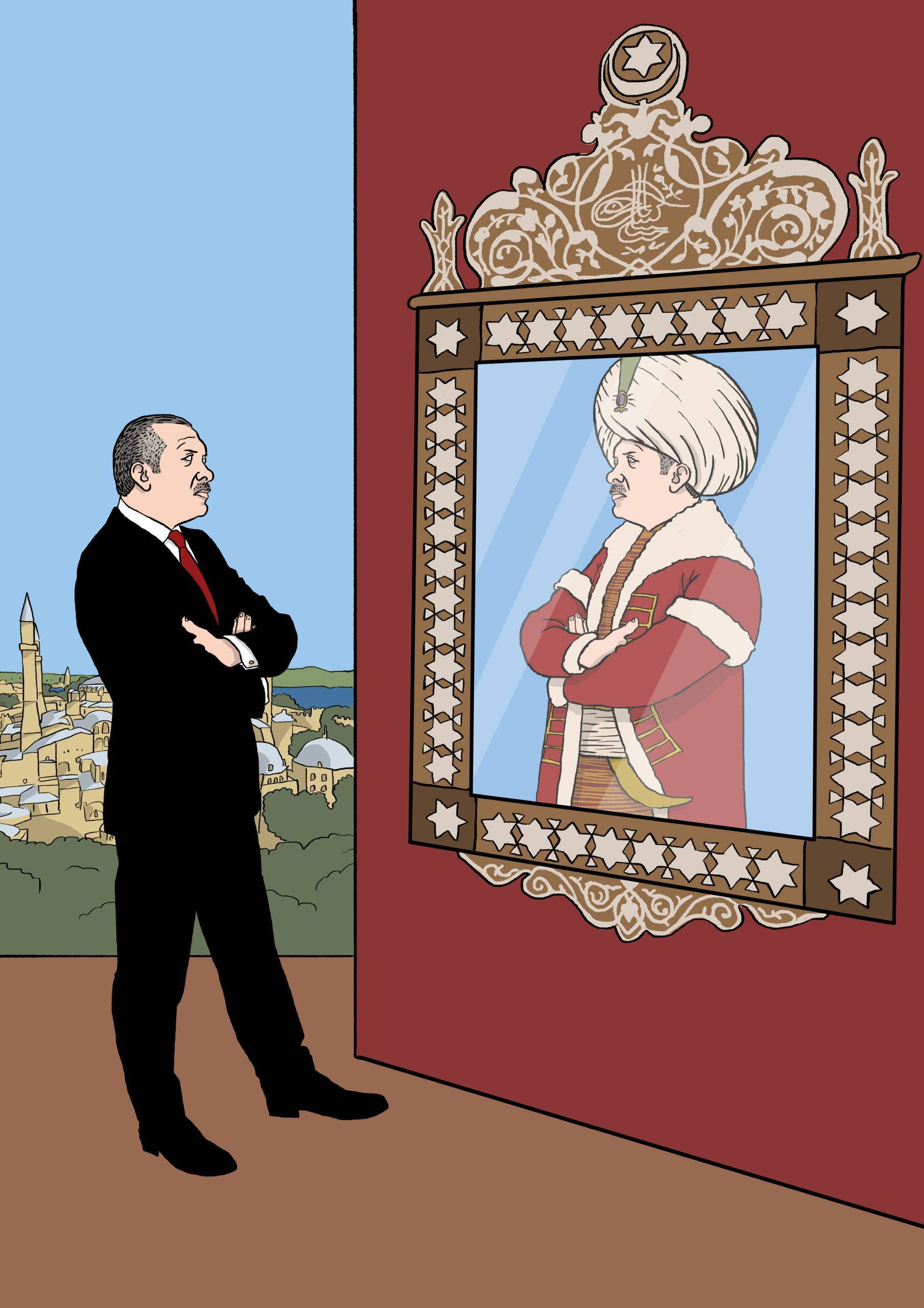Erdogan se contemplant en Soliman le Magnifique (c) Romée de Saint-Céran