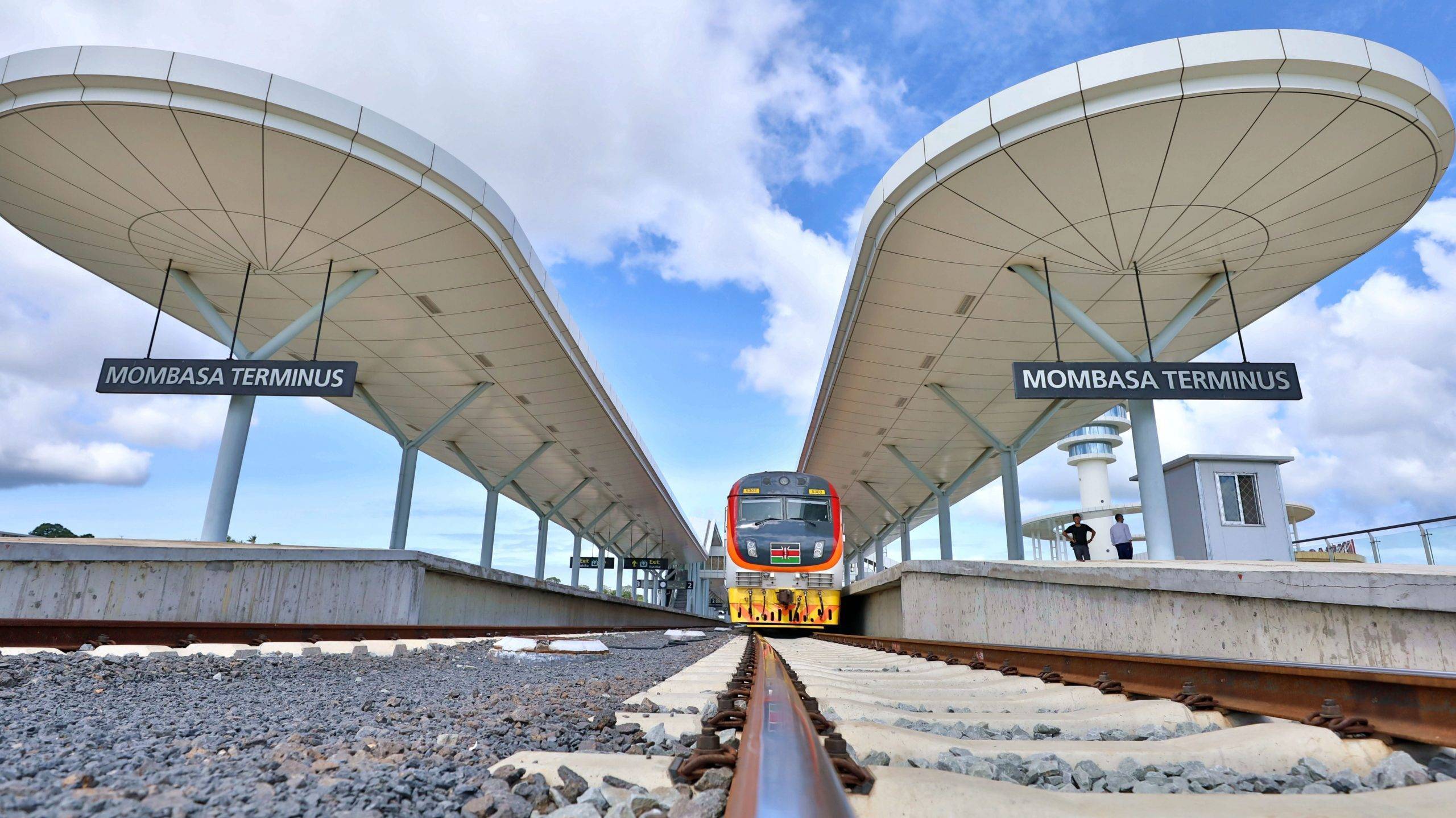 Un train à la gare de Mombasa de la Mombasa-Nairobi Standard Gauge Railway (SGR) au Kenya financé par la banque chinoise Exim (c) Sipa 00888761_000004