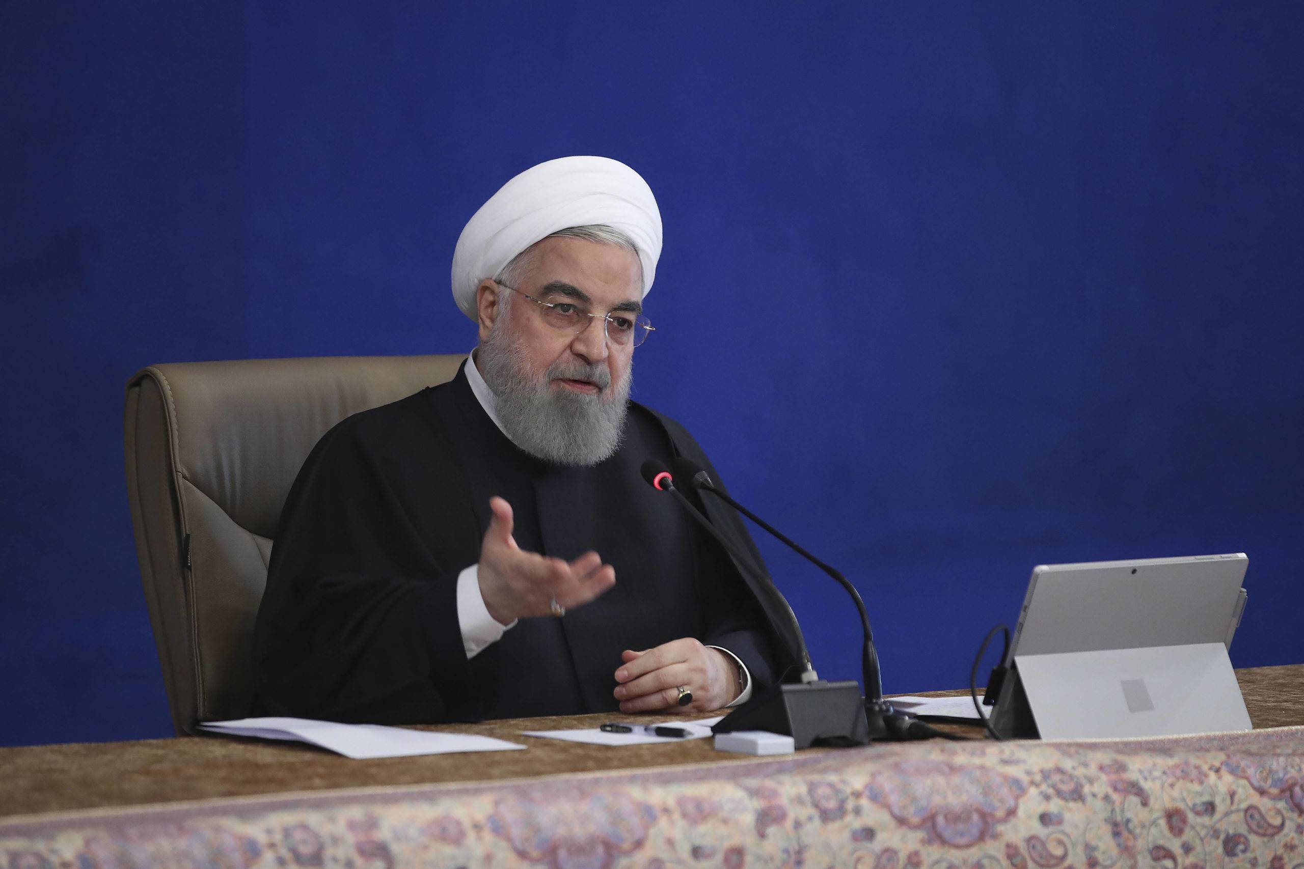 Le président iranien Hassan Rouhani s'exprime sur l'accord nucléaire lors d'une réunion de cabinet à Téhéran mercredi 2 décembre 2020 (c) Sipa AP22518597_000001