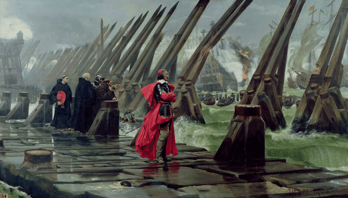 Le Siège de la Rochelle, peint par Henri-Paul Motte, en 1881. Musée d'Orbigny Bernon. (c) Wikipédia