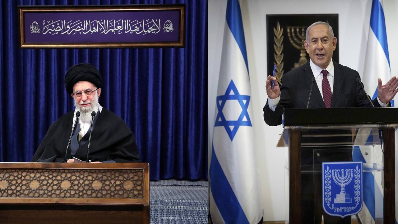 Le suprême leader iranien, l'ayatollah Khamenei (gauche) et le premier ministre israélien Benjamin Netanyahu (droite) (c) sipa AP22528483_000001 / AP22524458_000004