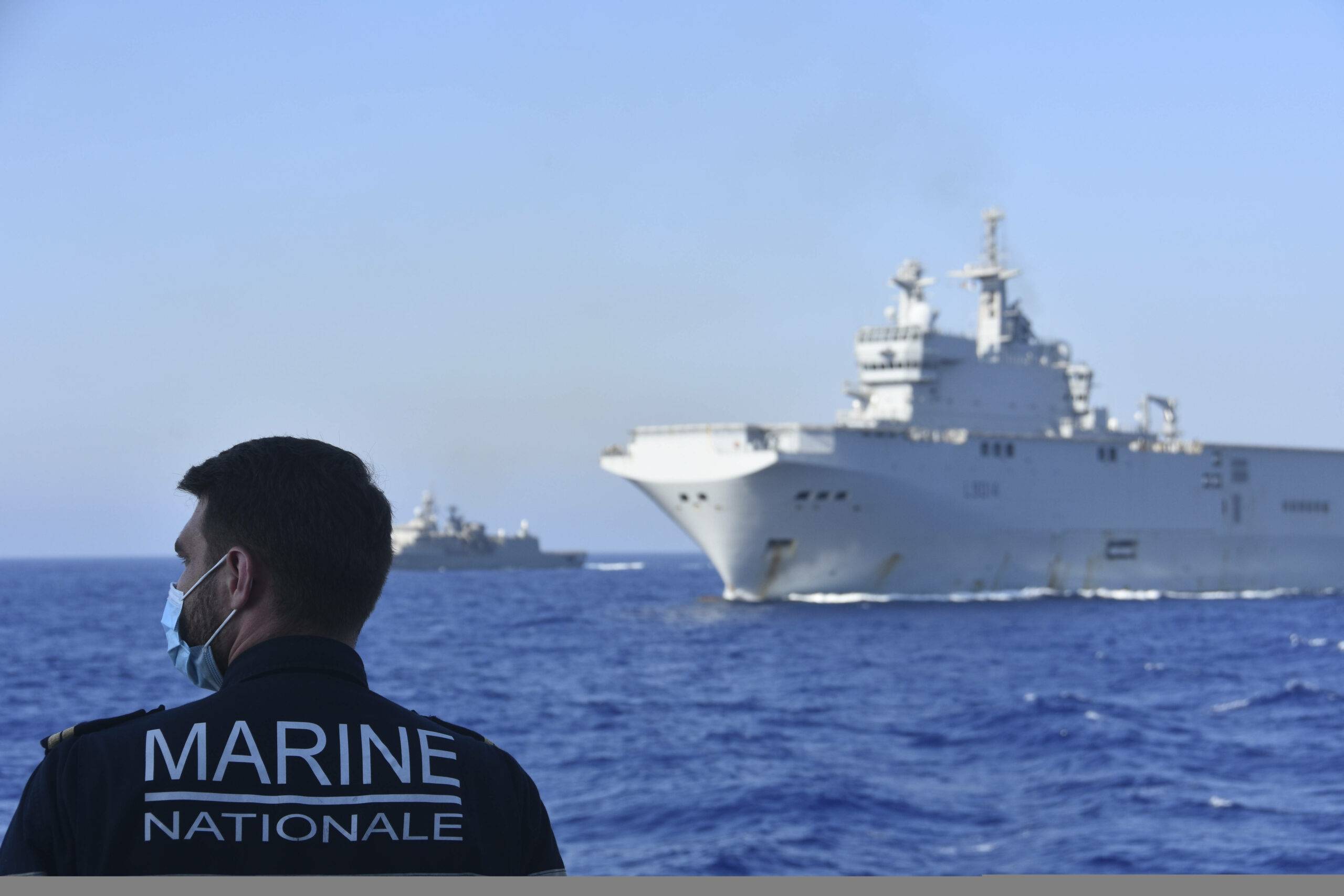 Exercice militaire franco-grec dans les eaux méditerranéennes, le 14 août 2020. (c) Sipa AP22482897_000001