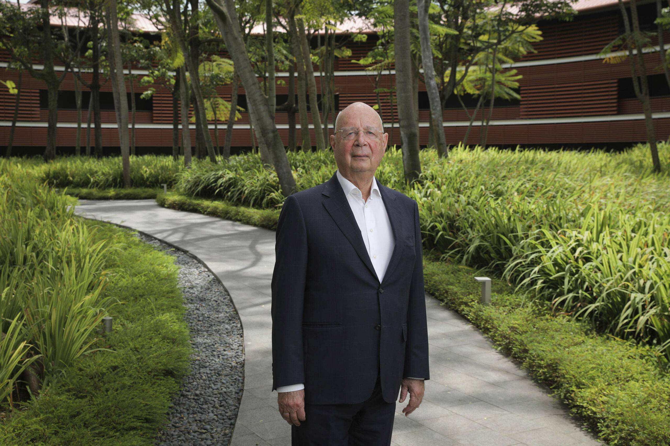 Professor Klaus Martin Schwab, founder and executive chairman of the World Economic Forum (WEF), photographed on 9 February 2021. (Singapore Press via AP Images)/HOSPH/21046168797945/For editorial use only.  Please contact your AP representative with any questions.  SINGAPORE OUT./2102150544
