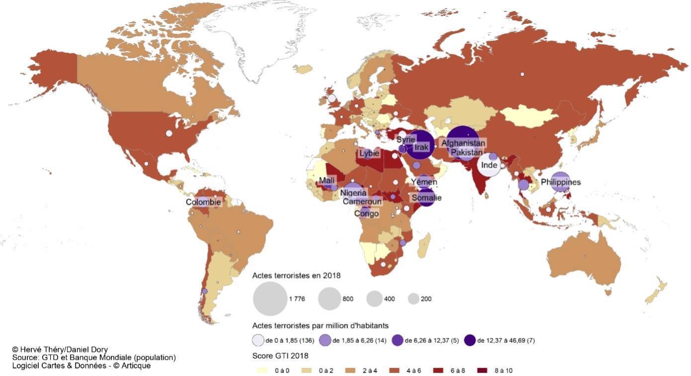 Carte Le terrorisme - Atlas géopolitique du monde global 