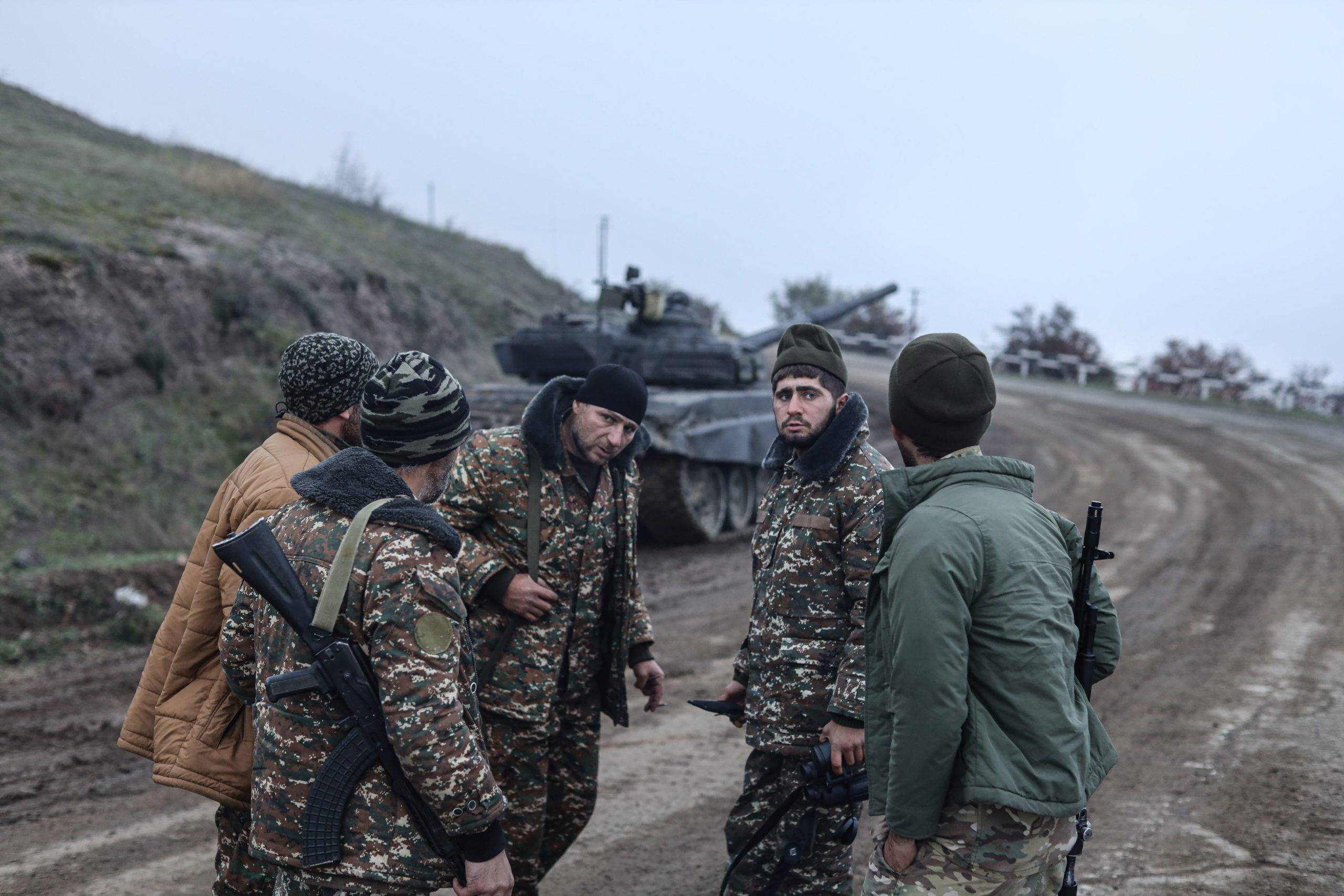 November 13, 2020 - Shushi, Nagorno-Karabakh. Armenian forces are setting up new defensive positions after their defeat in and around the strategically important town of Shushi. (photo by Jonathan Alpeyrie/Sipa Press)//ALPEYRIEJONATHAN_0304.10325/2011142317/Credit:Jonathan Alpeyrie/SIPA/2011142317