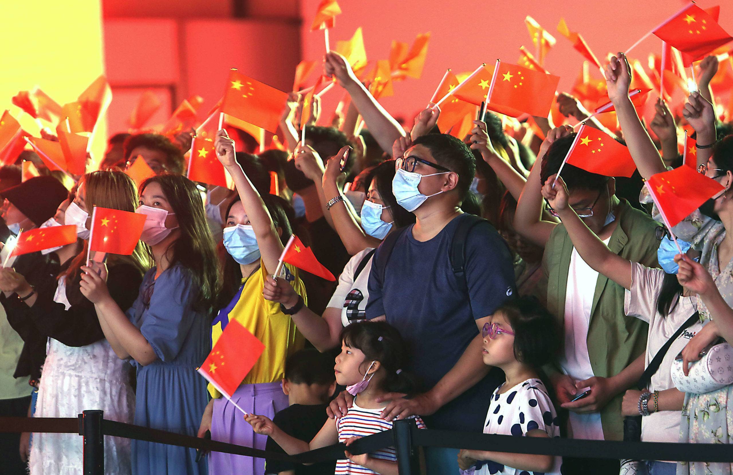 Mandatory Credit: Photo by Stephen Shaver/UPI/Shutterstock (12171626f)
Chinese attend a free concert celebrating the 100th anniversary of the founding of China's Communist Party being held in Beijing on Sunday, June 27, 2021. 
2021/shutterstock_editorial_Chinese_Attend_a_Concert_Celeb_12171626f//2106271806