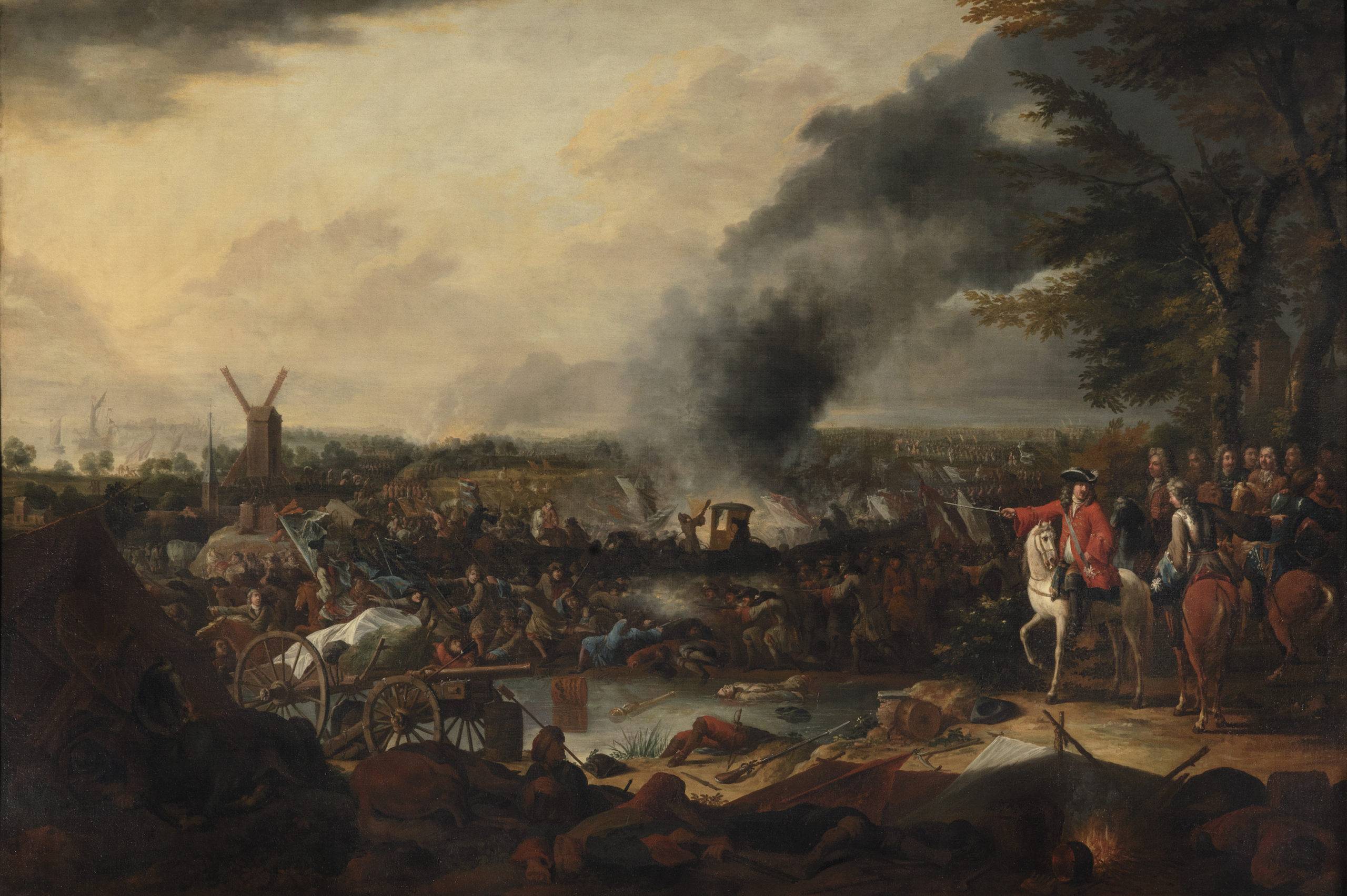 Bataille d'Eckeren (1703), victoire franco-espagnole sur les Provinces-Unies. Peinture de Jasper Brauers, Museum Plantin-Moretus, Anvers.