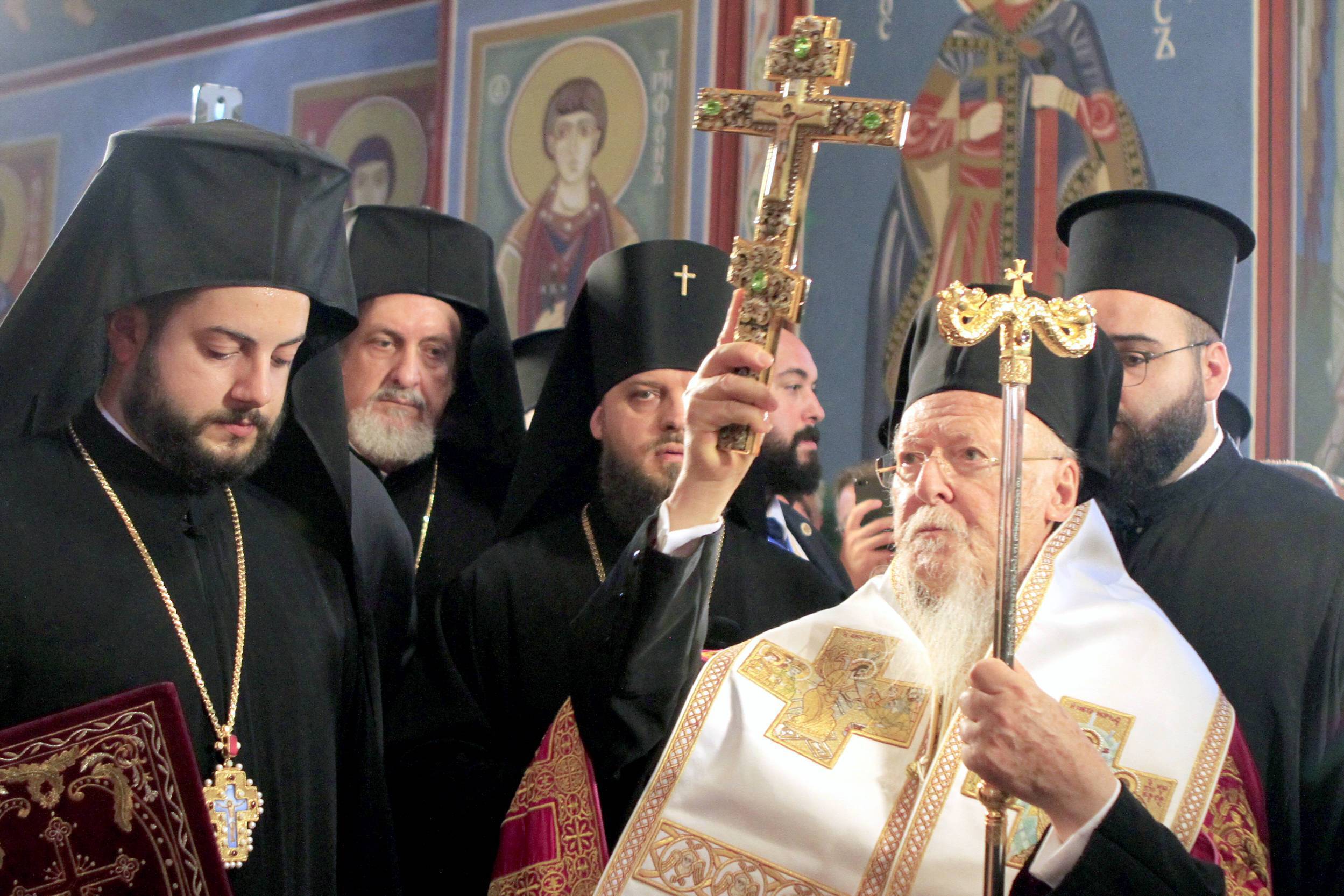 Le patriarche de Constantinople Bartholomé Ier en visite à Kiev. Crédit photos : Anna Marchenko/TASS/Sipa USA/34654689/BF/2108211130