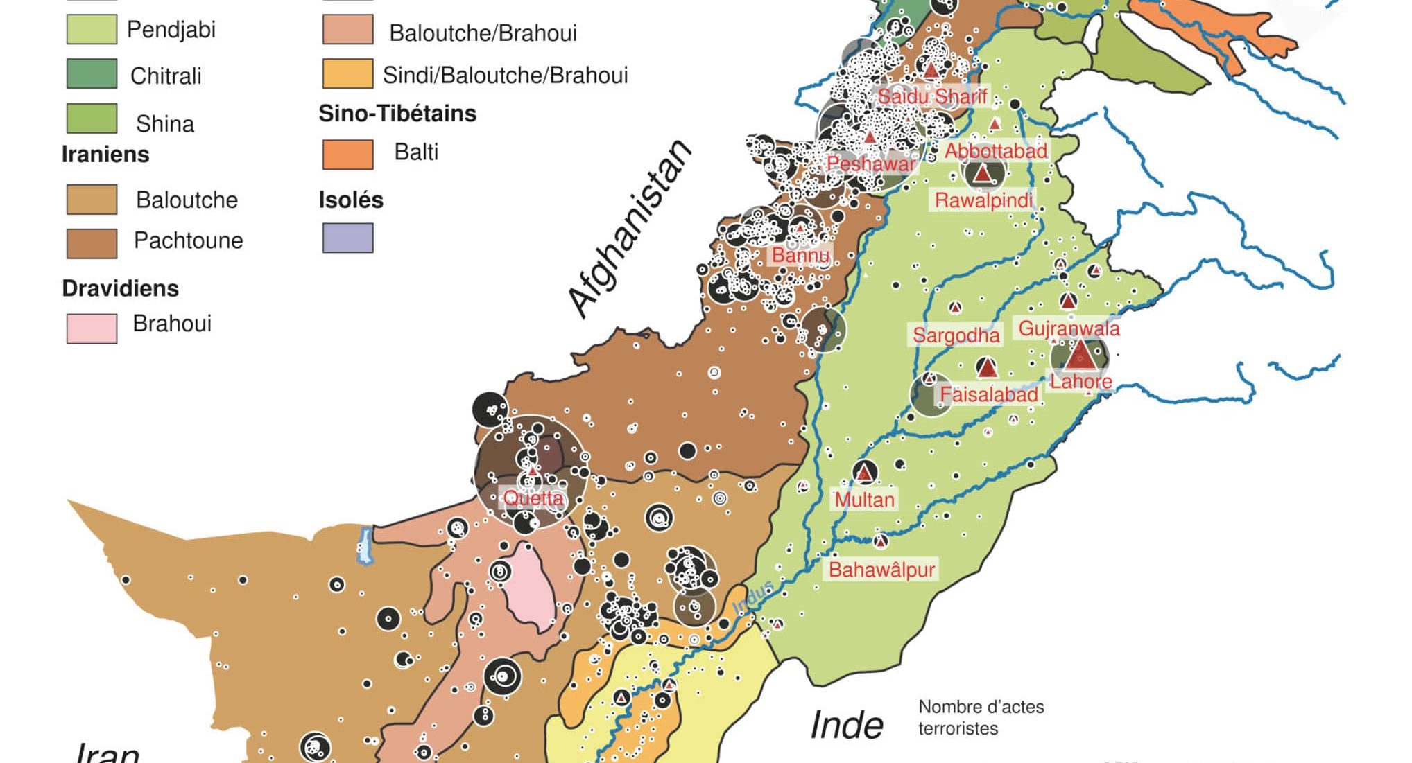 Groupes ethniques et attentats au Pakistan. 1980-2020 (c) Daniel Dory et Hervé Théry