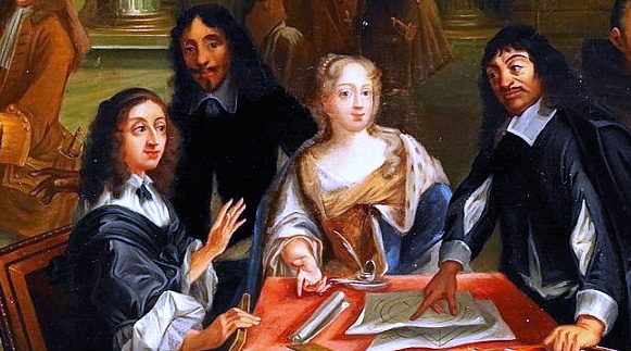 Christine de Suède en conversation avec René Descartes. Peinture de Pierre-Louis Dumesnil. (c) Wikipédia