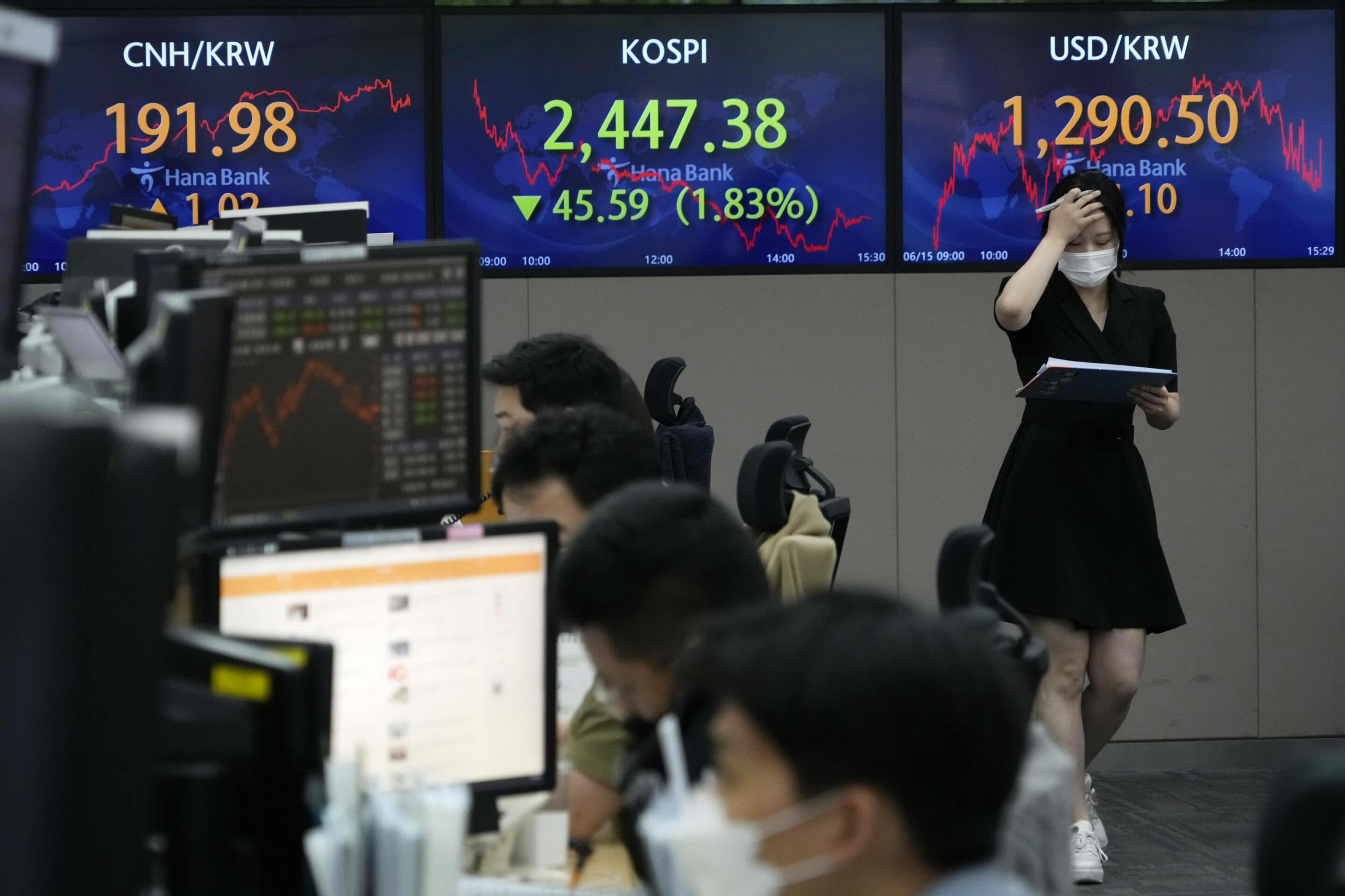 La bourse de Séoul 
C:  Ahn Young-joon/AP/SIPA