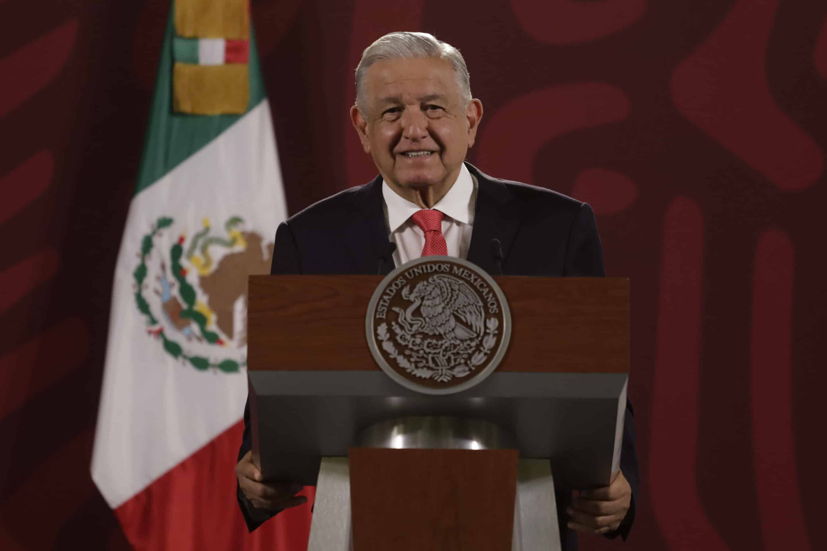 Le président du Mexique, Andres Manuel Lopez Obrador, donne une conférence de presse au Palais national, le 11 juillet 2022 à Mexico City, Mexique. Crédits: Luis Barron/ Eyepix