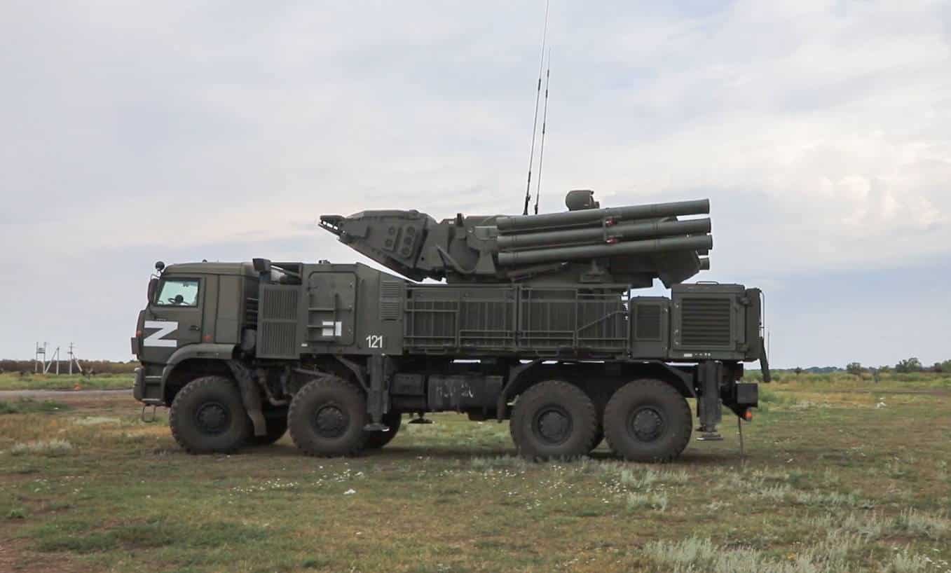 Pantsir-S1 surface-to-air missile and anti-aircraft artillery systems of Russia's Western Military District are engaged in a special military operation. The Russian Armed Forces are carrying out a special military operation in Ukraine in response to requests from the leaders of the Donetsk People's Republic and Lugansk People's Republic for help. Best quality available. Video screen grab/Russian Defence Ministry Press Office/TASS/Sipa USA/41800086/IB/2209301221