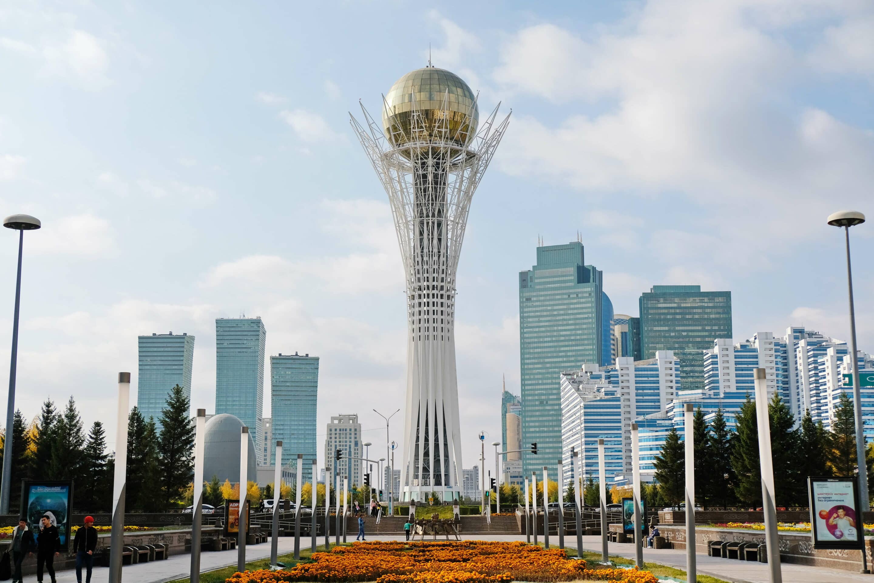 Mandatory Credit: Photo by Vladimir Tretyakov/Shutterstock (13046270f)
Square, administrative and office buildings near the Baiterek monument. Nur-Sultan, Kazakhstan.
The Baiterek monument. Nur-Sultan, Kazakhstan, Nur-Sultan, Nur-Sultan, Kazakhstan - 02 Oct 2020/shutterstock_editorial_The_Baiterek_monument_Nur_Sult_13046270f//2207250626