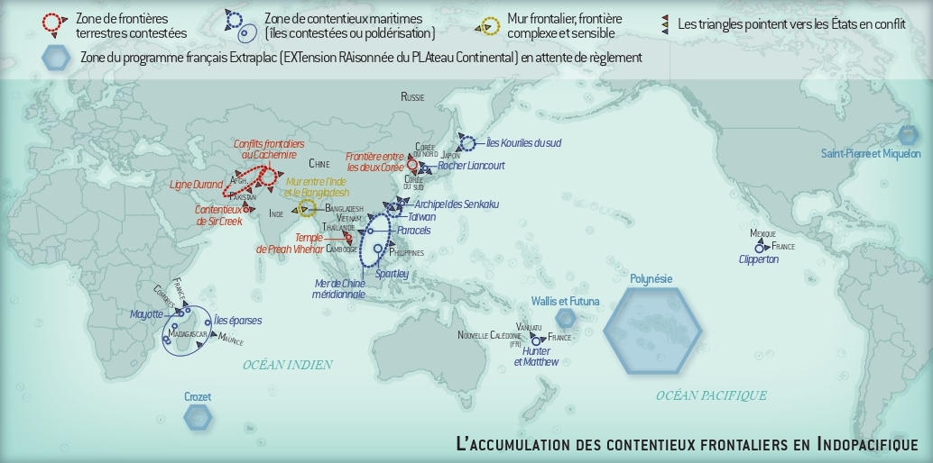 Carte des contentieux en Indopacifique
Carte Conflits
