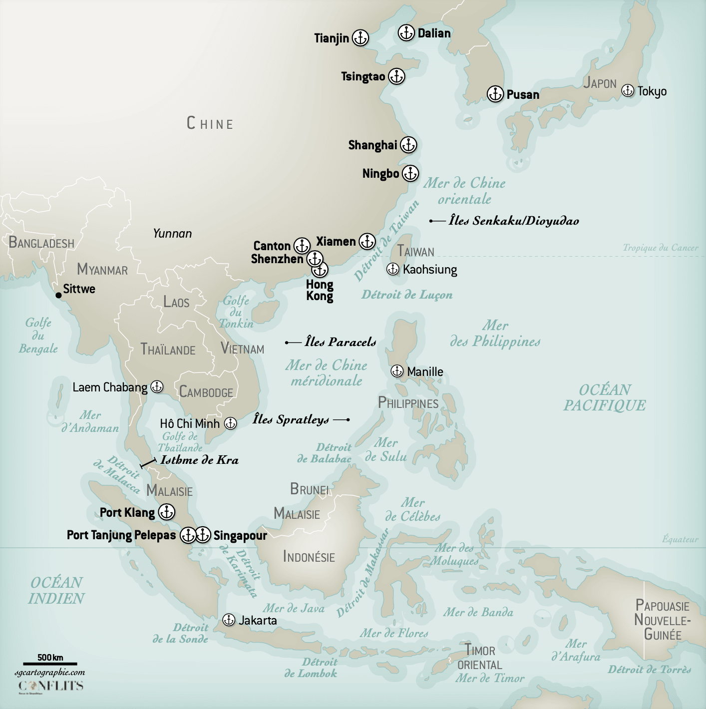 Indopacifique et principaux ports
