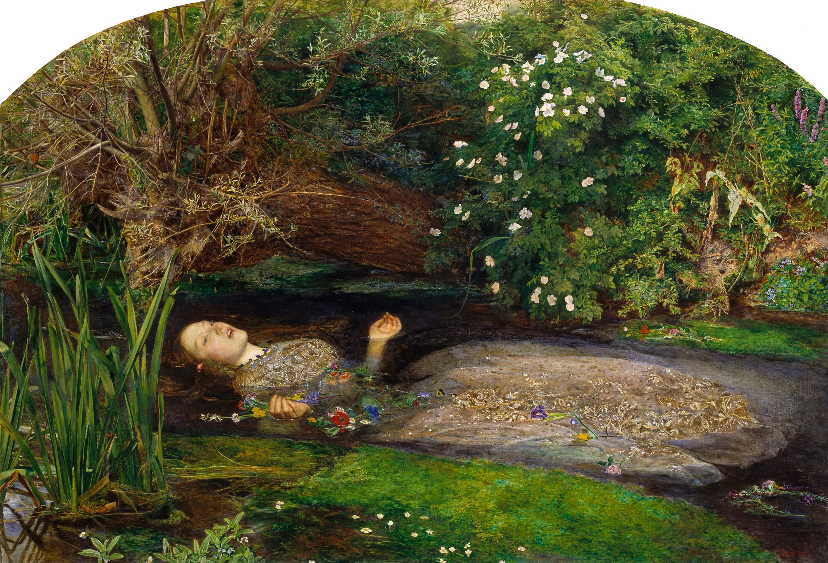 Ophélie, 1851-52 John Everett Millais.
Wiki commons