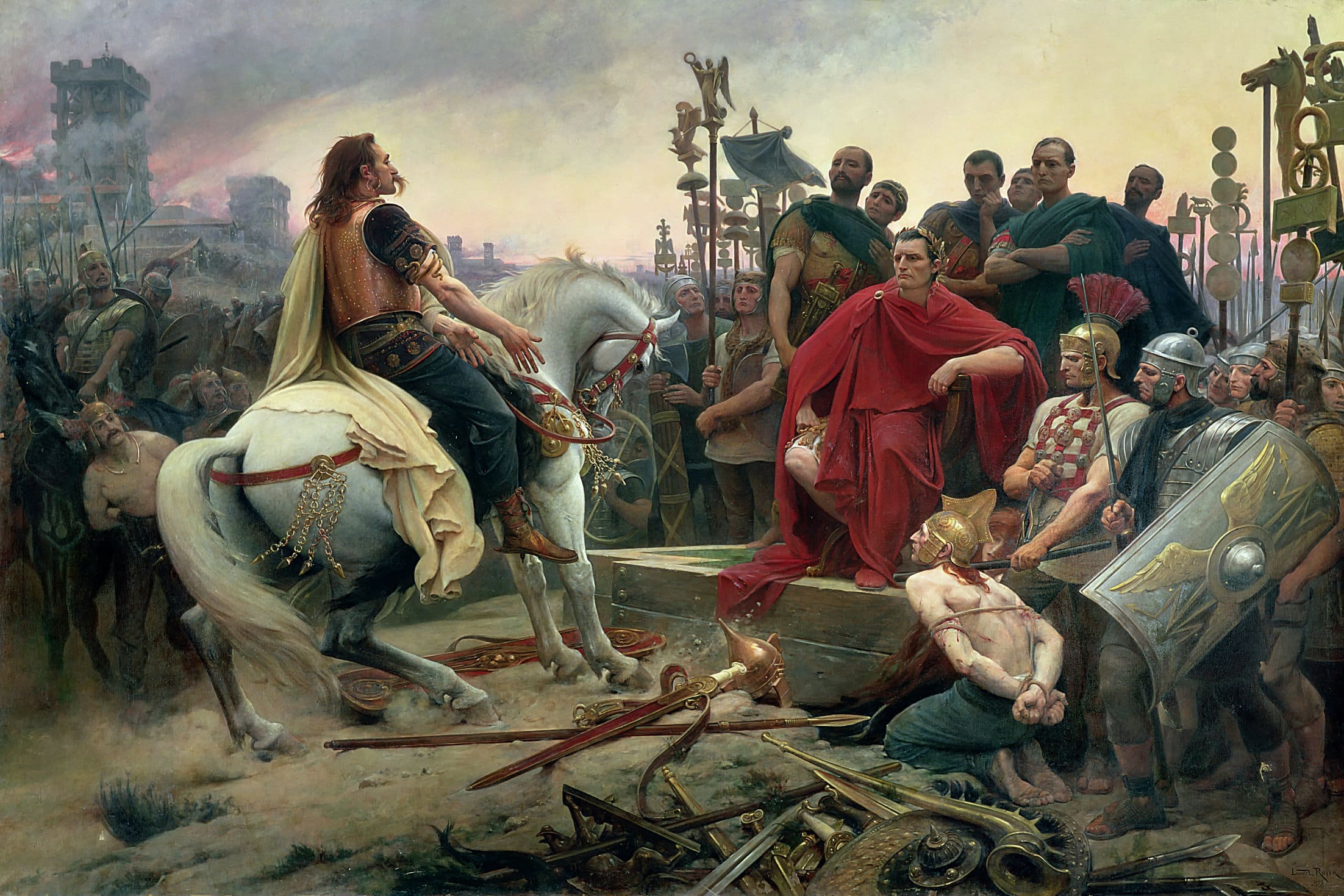 Vercingétorix jette ses armes aux pieds de Jules César58, tableau de Lionel Royer, musée Crozatier du Puy-en-Velay, 1899.
Wiki Commons