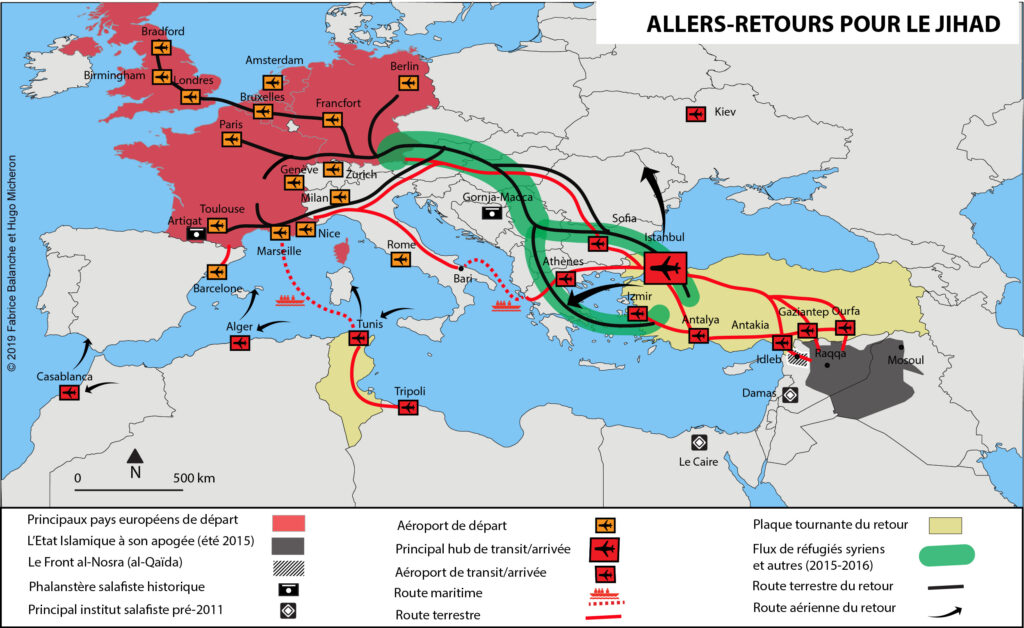 Carte. Le djihad, entre l’Europe et le Moyen-Orient