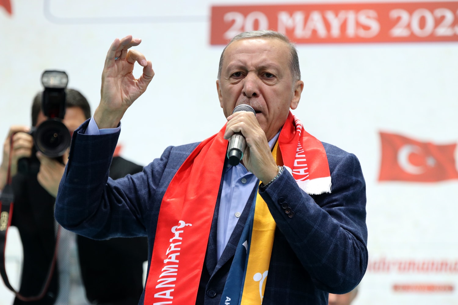 Recep Tayyip Erdoğan en campagne en mai 2023.
Wiki commons