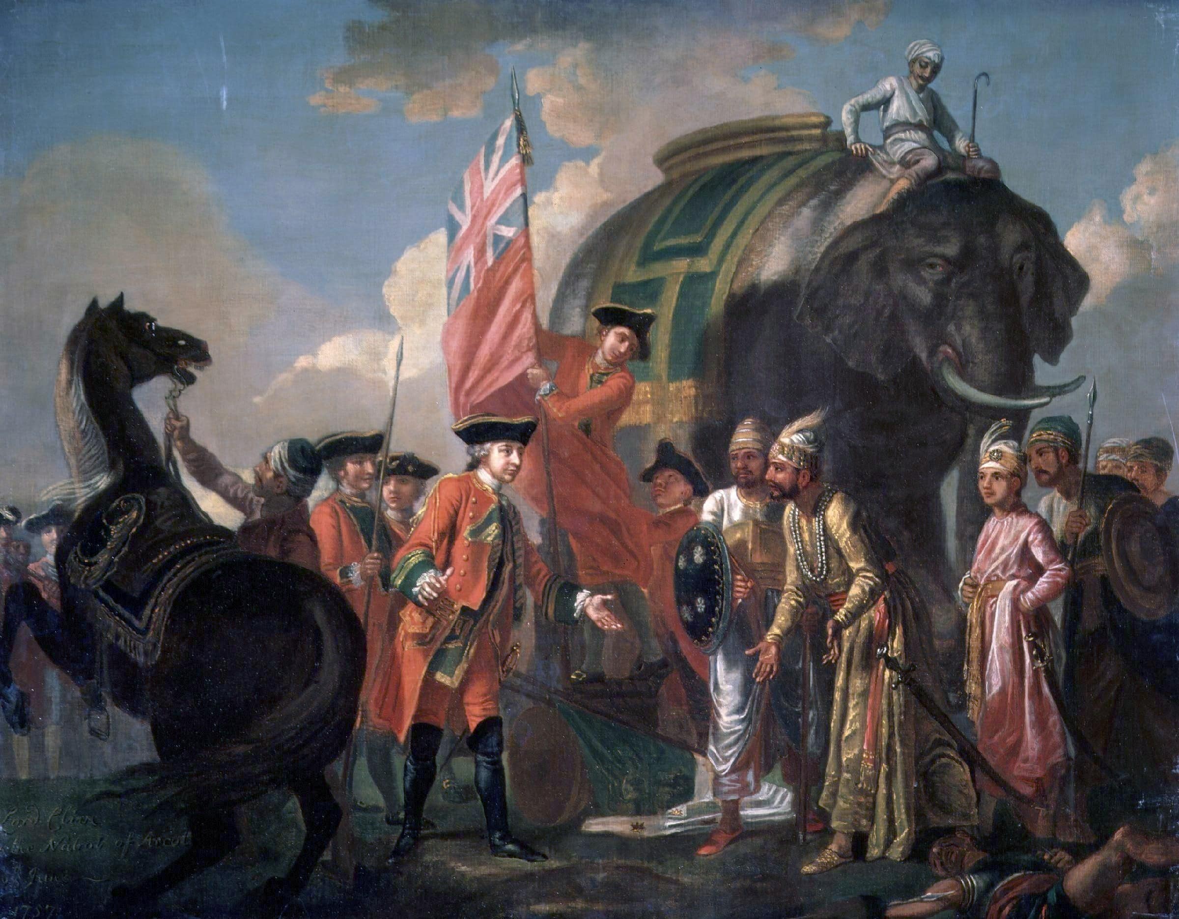 Rencontre entre Lord Clive et Mir Jafar après la bataille de Plassey, par Francis Hayman (vers 1762).
WikiCommons