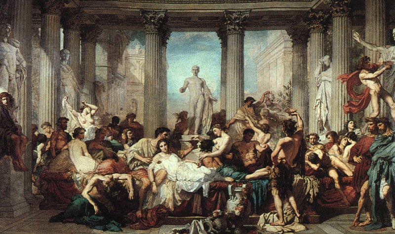 Les Romains de la Décadence, peinture de Thomas Couture (1847). (c) wikipedia