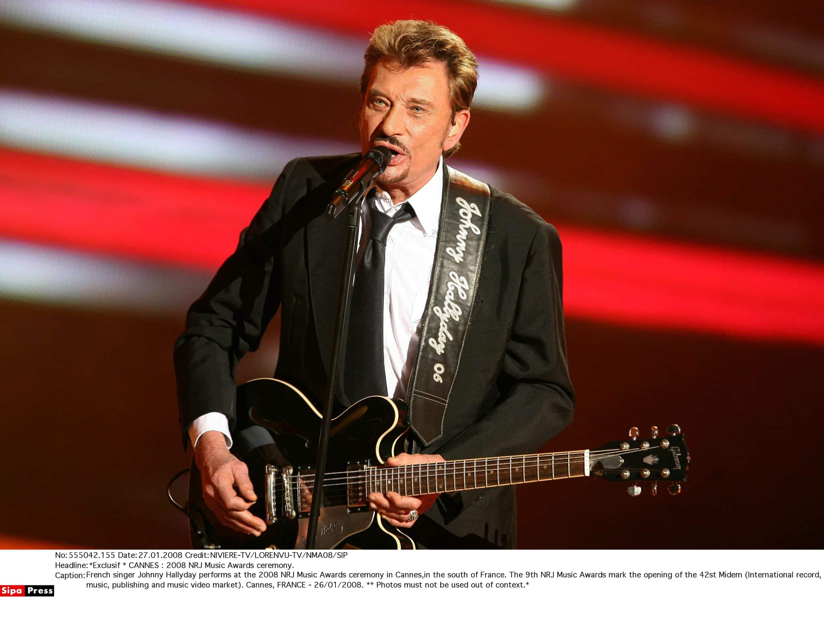 French singer Johnny Hallyday performs at the 2008 NRJ Music Awards ceremony       in Cannes, 26/01/2008.