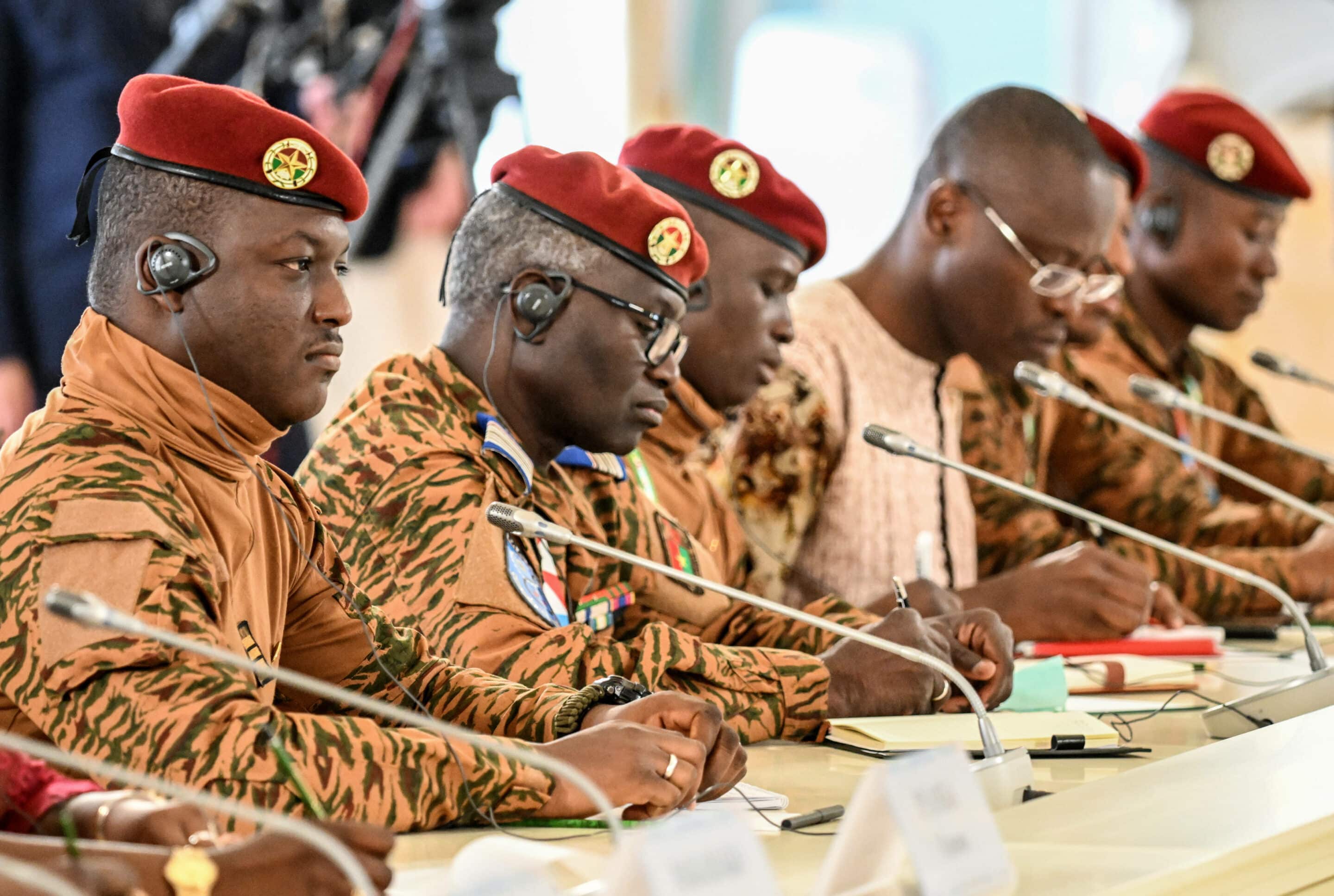 President of the Republic of Burkina Faso Ibrahim Traore (left) during a meeting.
29.07.2023 Russia, Moscow
Photo credit: Dmitry Azarov/Kommersant/Sipa USA/47587781//2307311444